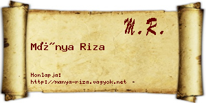 Mánya Riza névjegykártya